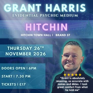 Psychic Night | Hitchin Town Hall, Hertfordshire | 26.11.2026 - TICKETSOURCE ONLY - BOOK ON LINK PROVIDED!