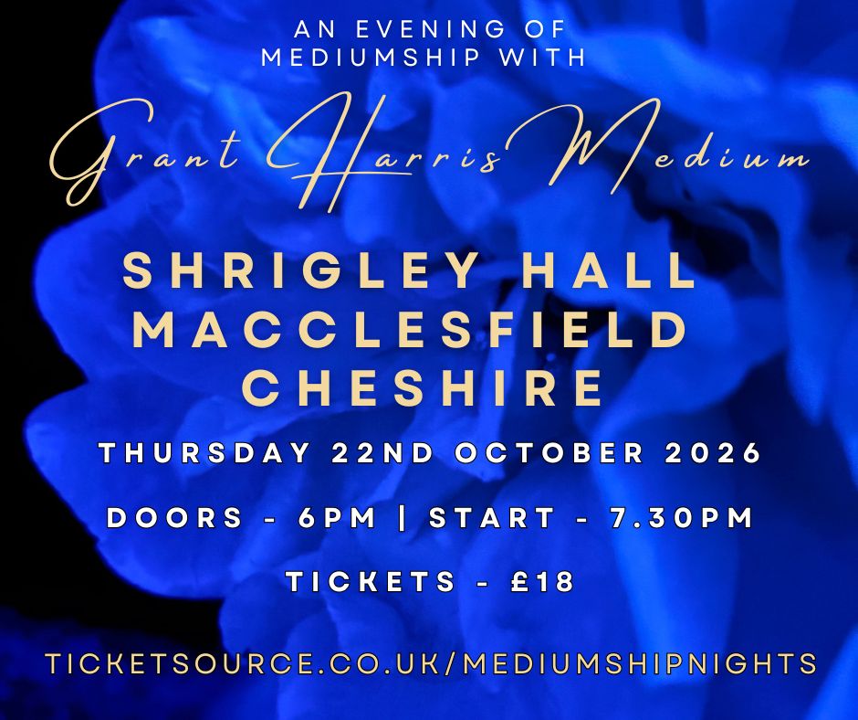 Psychic Night | Shrigley Hall, Macclesfield Cheshire | 22.10.2026 - TICKETS AVAILABLE ON TICKETSOURCE ONLY, BOOK ON LINK PROVIDED!