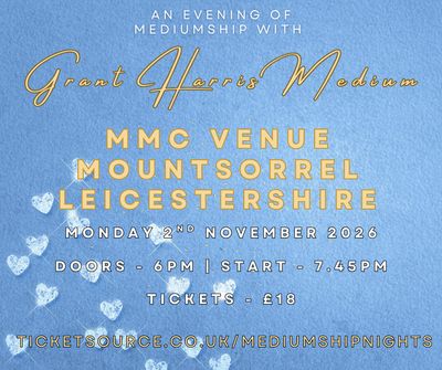 Psychic Night | MMC Venue, Mountsorrel, Leicestershire | 02.11.2026 - Tickets available on Ticketsource only! Book on link provided!