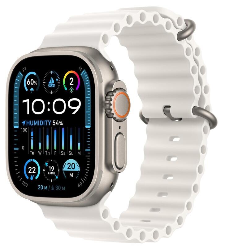 Apple Watch Ultra 2 49mm Titanium Case GPS + Cellular Ocean Band (White)