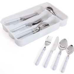 Casual Living 24 Piece Flatware Set, White - Gibson