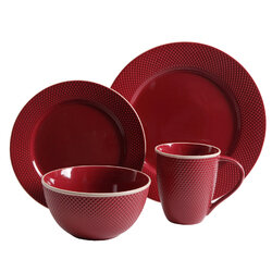 Lilith 16 Piece Dinnerware Set, Red - Gibson