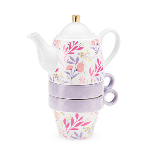 Teapot and Cups, Taylor Botanical Bliss - Pinky Up