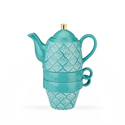 Teapot and Cups, ​Taylor Bali Turquoise - Pinky Up