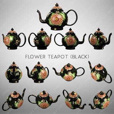 flower teapot (black)