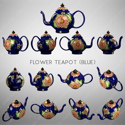 flower teapot (blue)