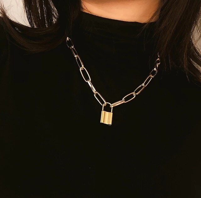 Gothic Padlock Choker Necklace