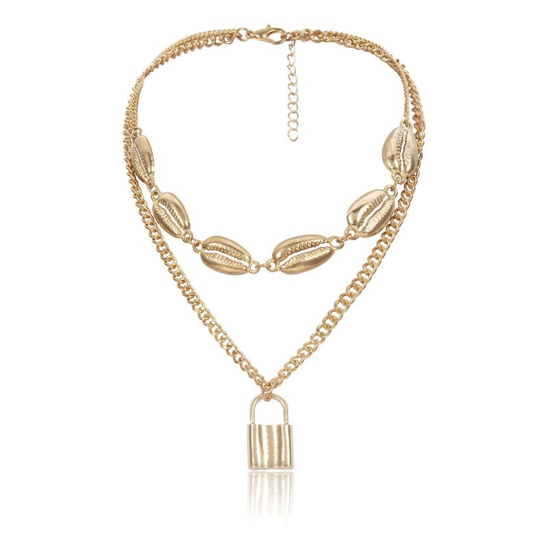 Multi Layered Charm Padlock Necklace (Vol. 4)