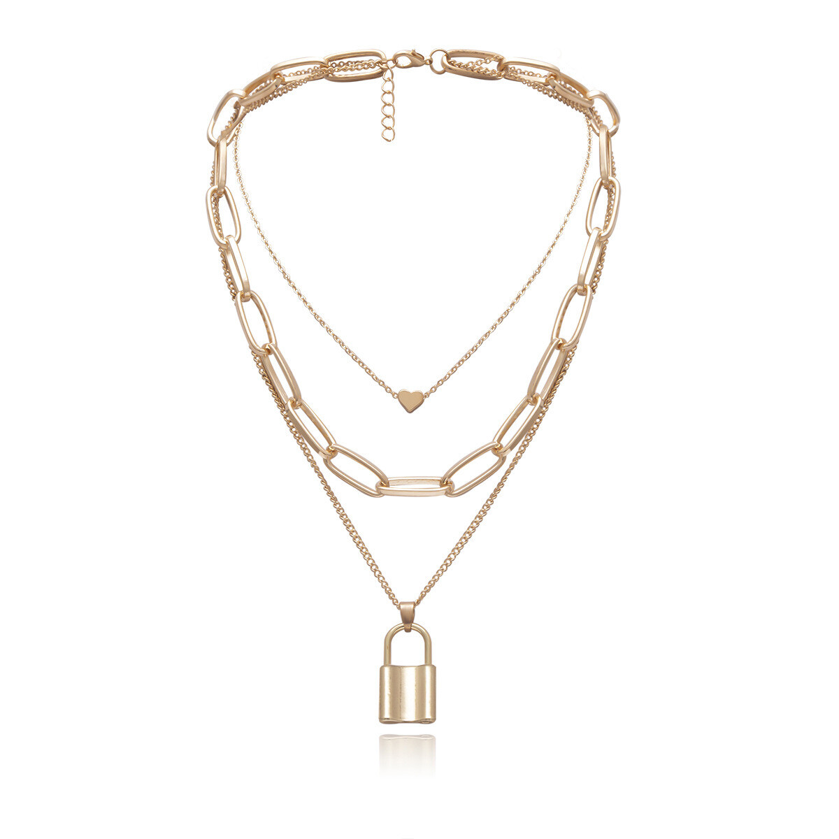 Multi Layered Charm Padlock Necklace (Vol. 5)