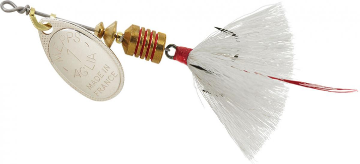 MEPPS AGLIA DRESSED TREBLE IN LINE SPINNER BAIT SILVER/WHITE 1/8 OZ MEPPS AGLIA DRESSED TREBLE IN LINE SPINNER BAIT SILVER/WHITE 1/8 OZ