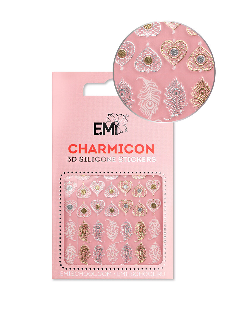 Charmicon 3D Silicone Stickers #107 Feathers and Hearts