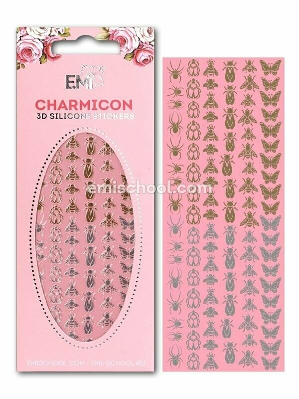 Charmicon 3D Silicone Stickers Insects #2 Gold/Silver