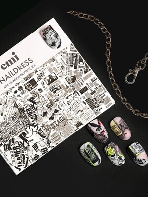 Naildress Slider Design #74 Newspaper print _bw