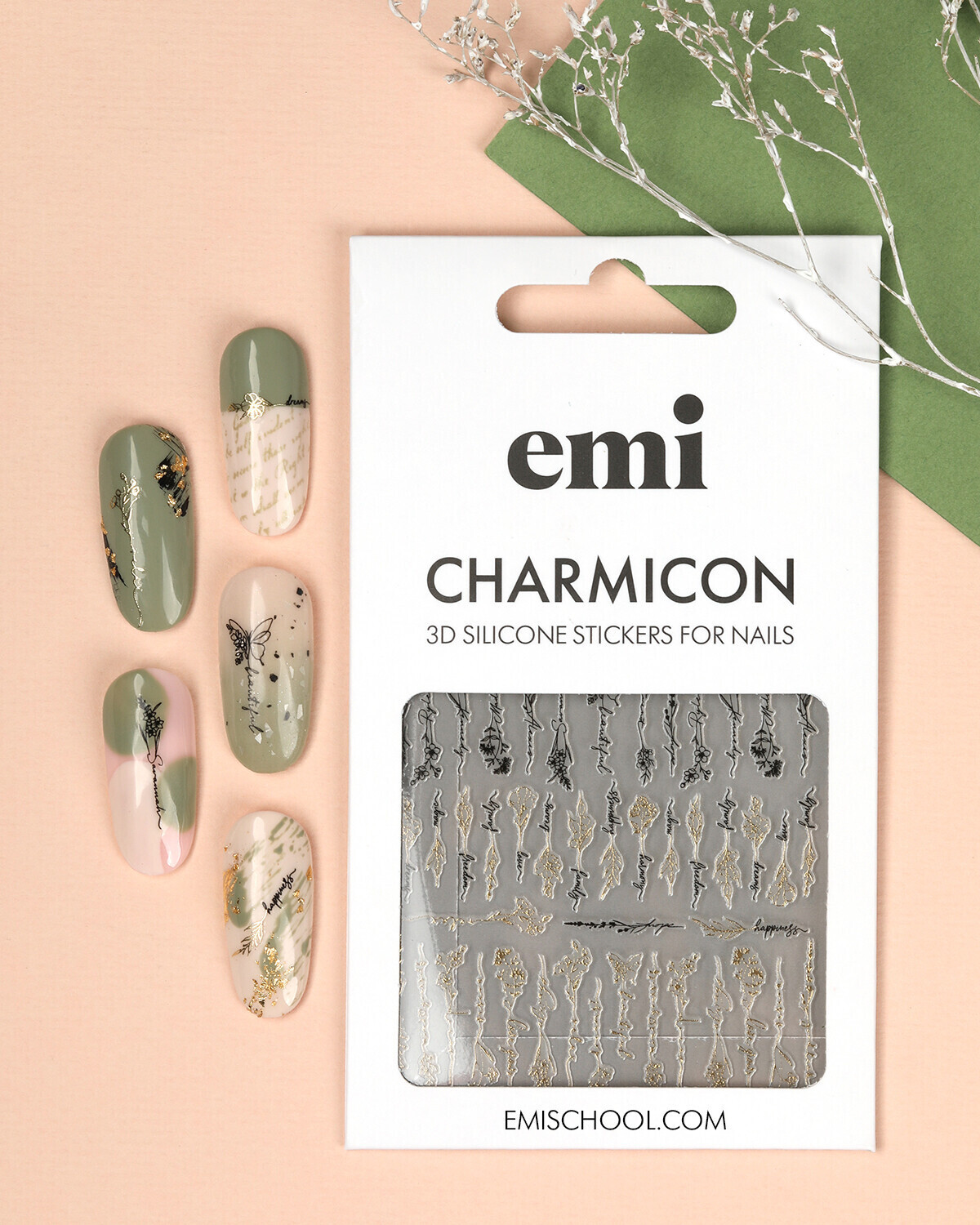 EMI Charmicon 3D Silicone Stickers #231 Flowers and phrases