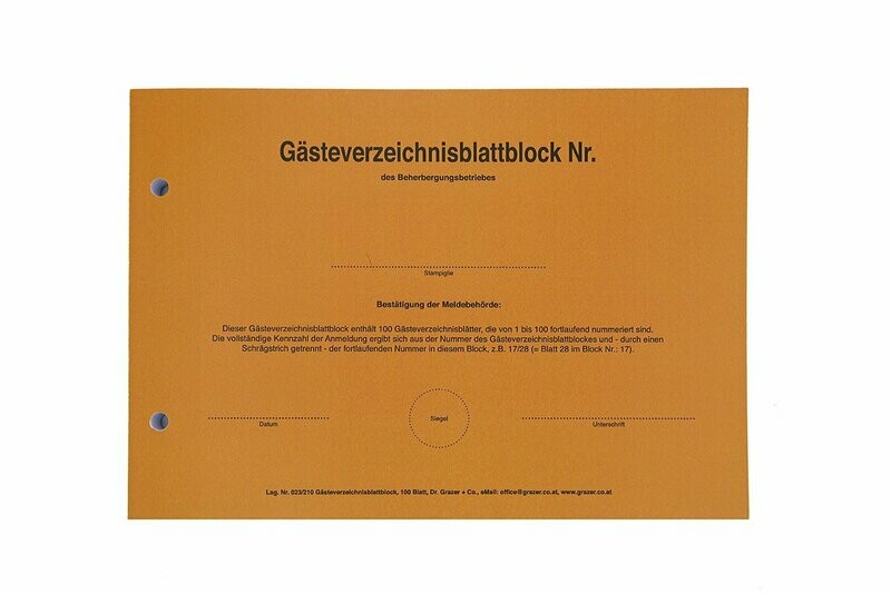 Gästeverzeichnisblatt - Sammlung einfach (ohne Durchschläge)