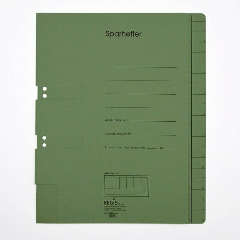 Sparhefter, grün