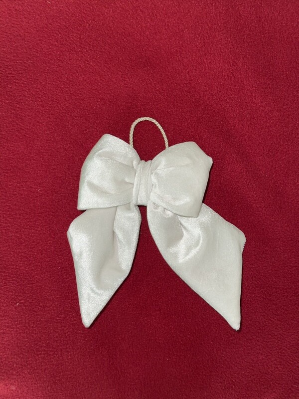 Fiocco Decorativo In Velluto Bianco Per Albero