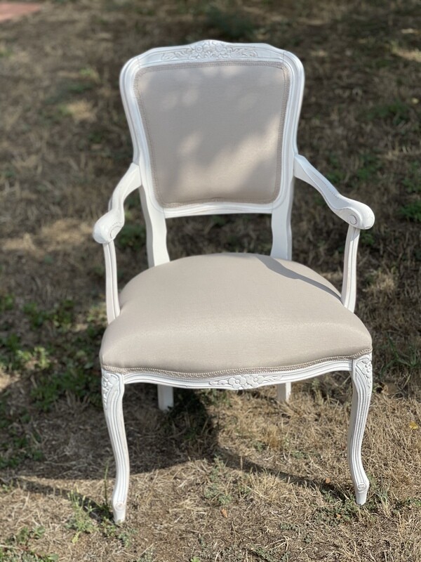 Poltroncina Parigina Tortora In Legno Bianco Shabby