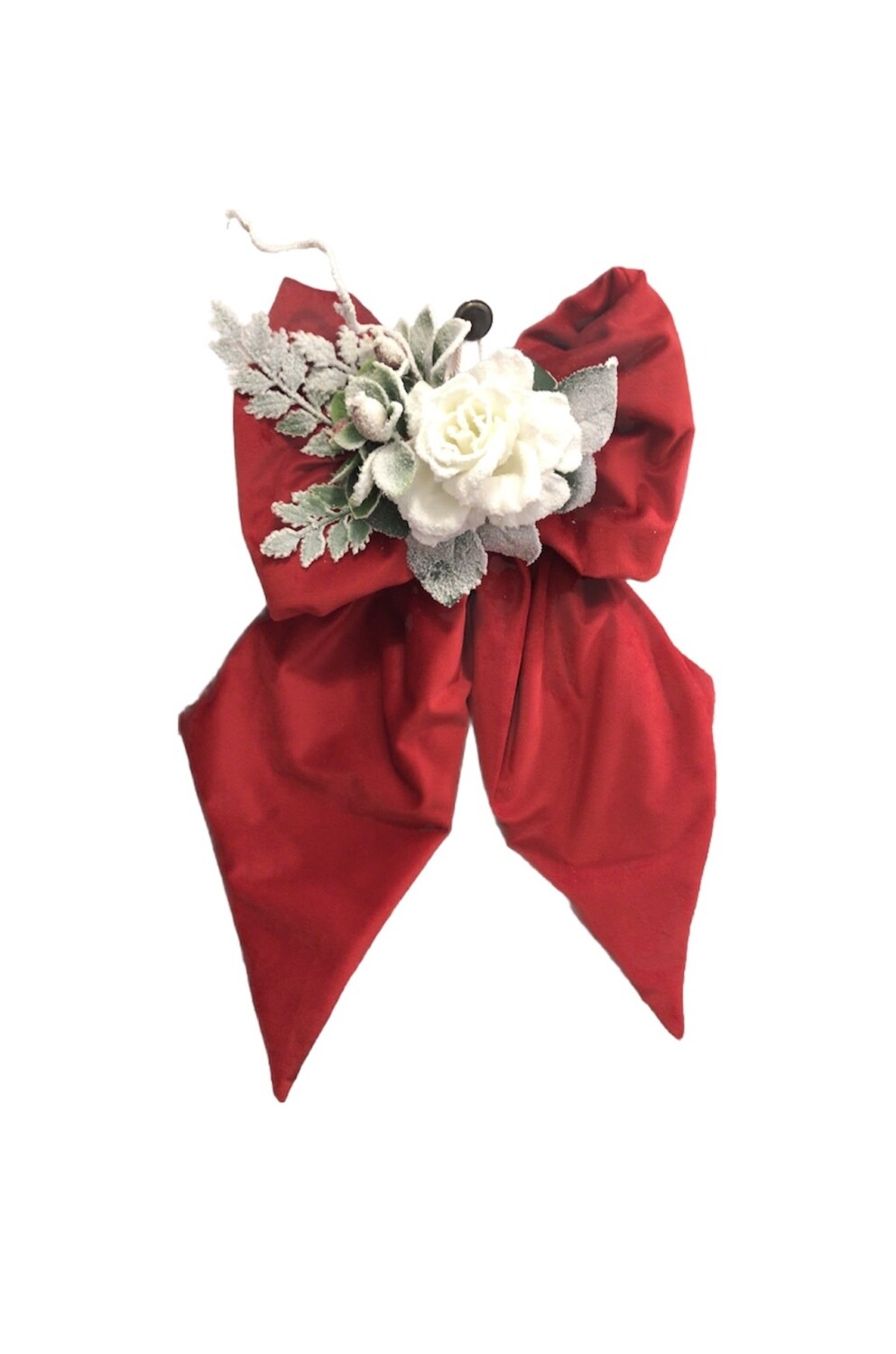 Fiocco In velluto Rosso  Con Fiore