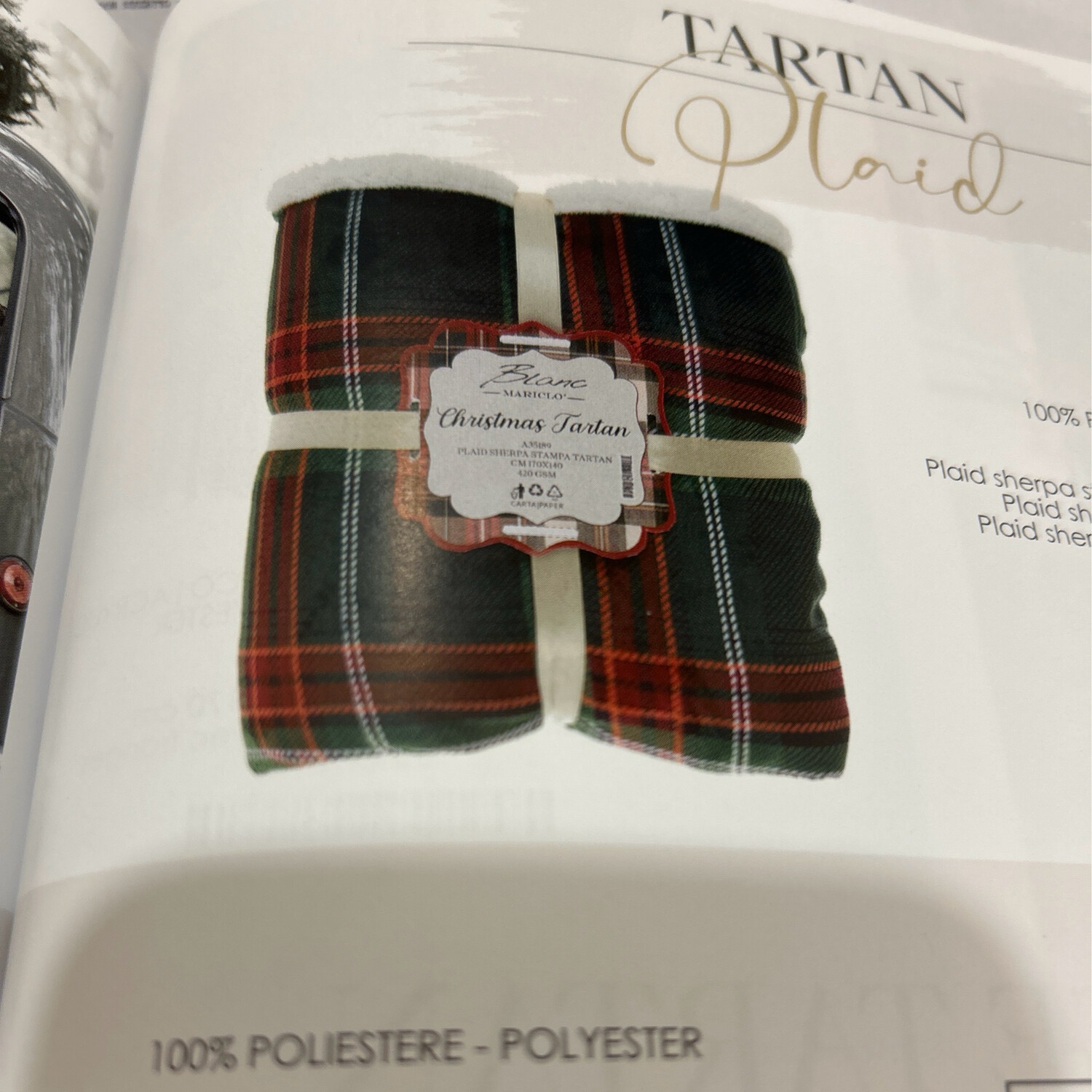 Plaid sherpa stampa tartan 420gsm 170x140