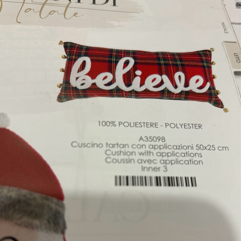 Cuscino tartan con applicazioni 50x25 Blanc Mariclo “