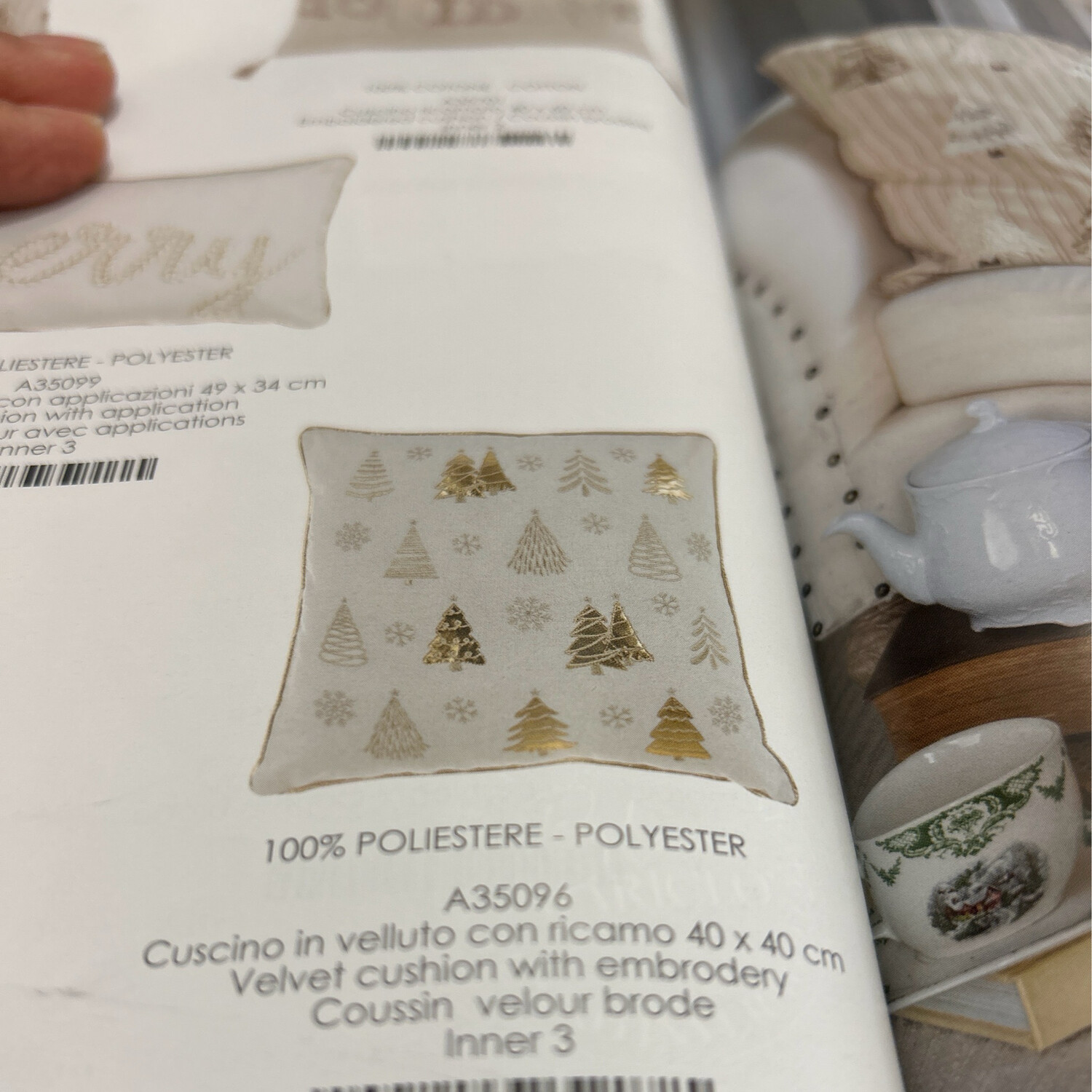 Cuscino in velluto con ricamo 40x40 Blanc Mariclo “