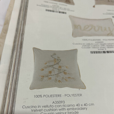 Cuscino in velluto con ricamo 40x40 Blanc Mariclo “