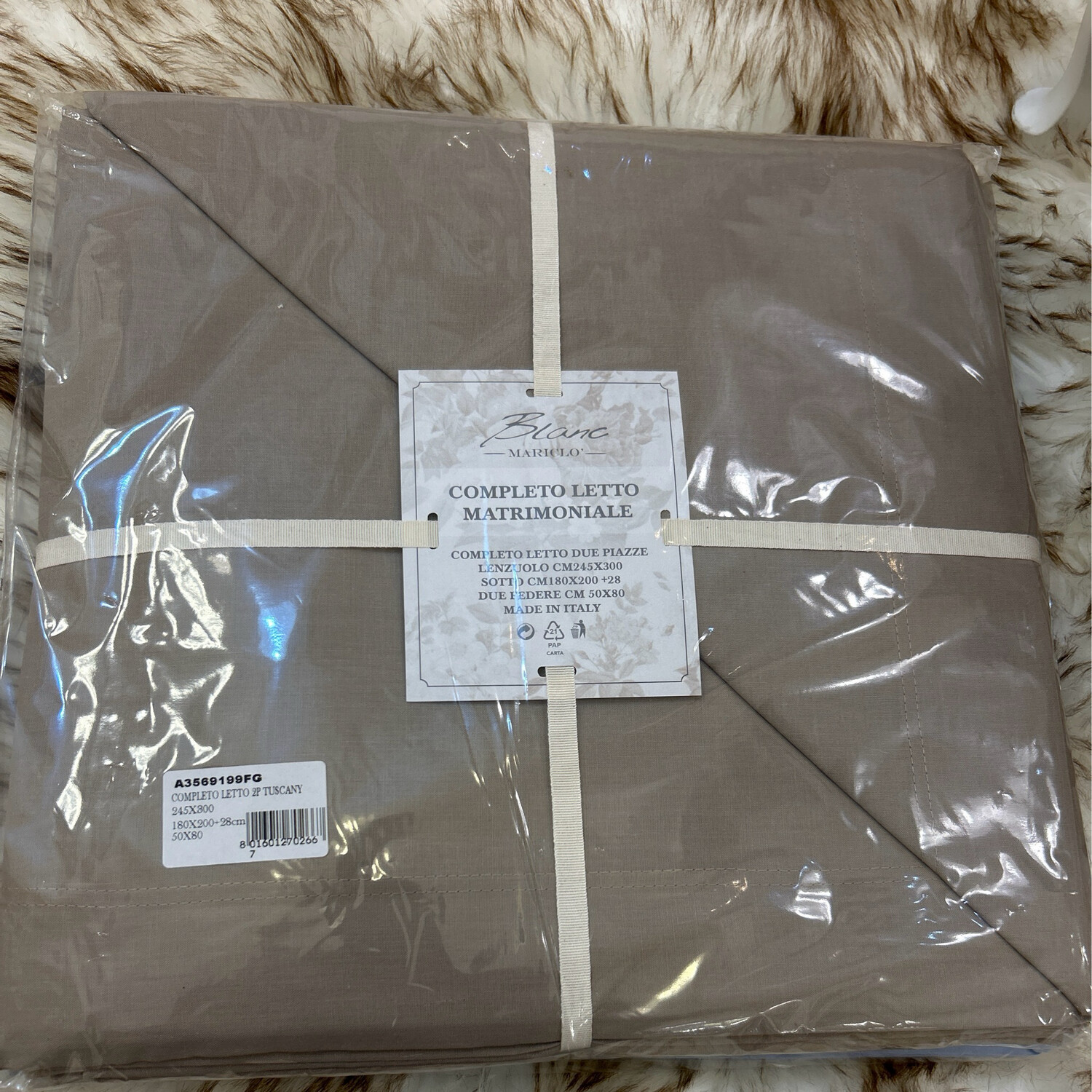 Completo letto 2 p 245x300 per letto 180 x200 +28 più 2 copriguanciali col .Fango Made in Blanc Mariclo “