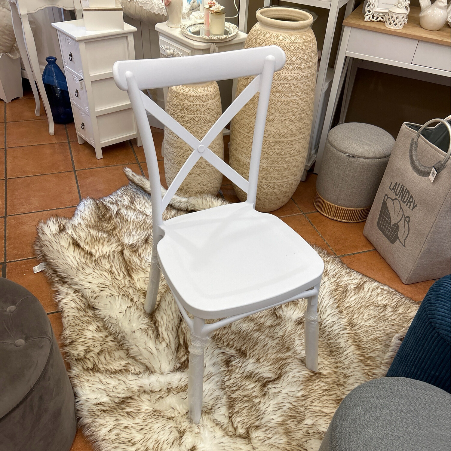 Sedia stampata per esterno col.bianco