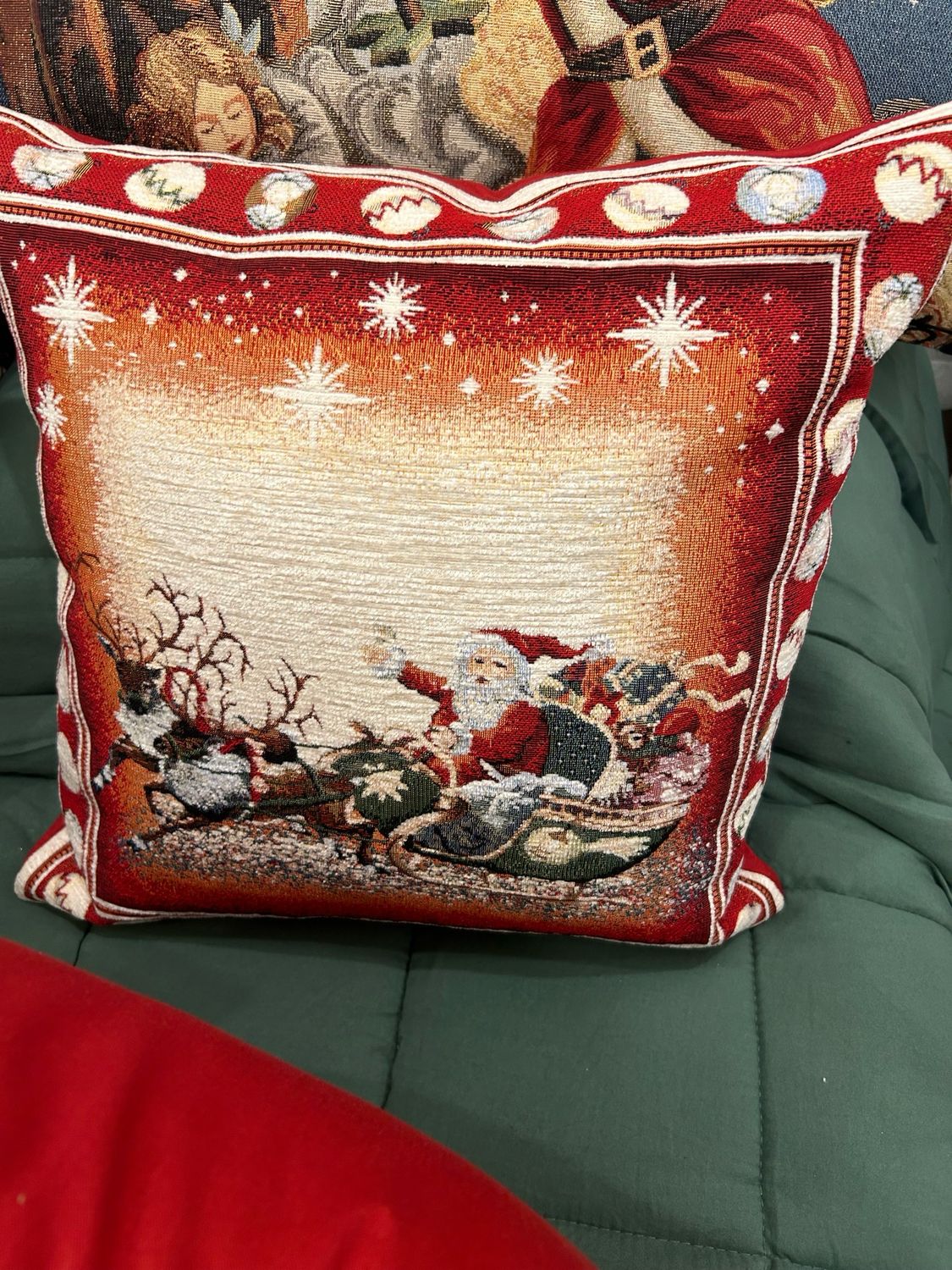 Cuscino Natalizio con Babbo Natale in slitta