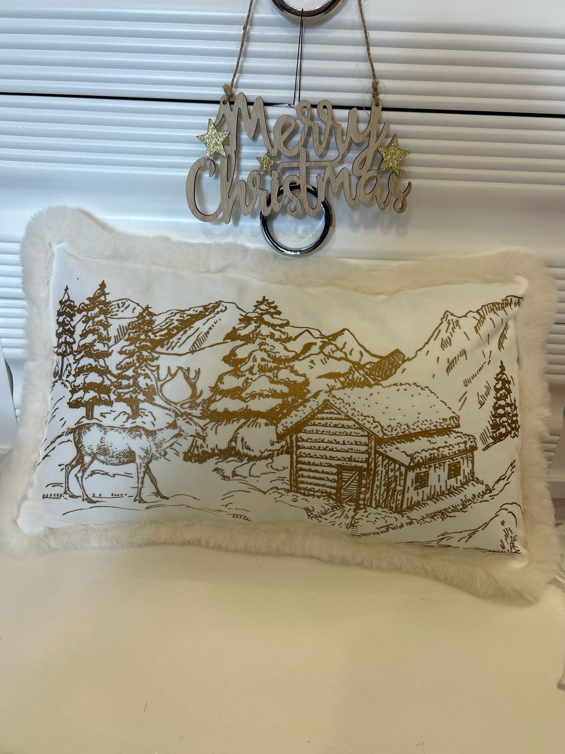 Cuscino stampato con eco pelliccia 30X50 Blanc Mariclò in saldi