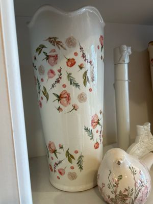 Vaso in Ceramica Con Fiori H .35,5 cm