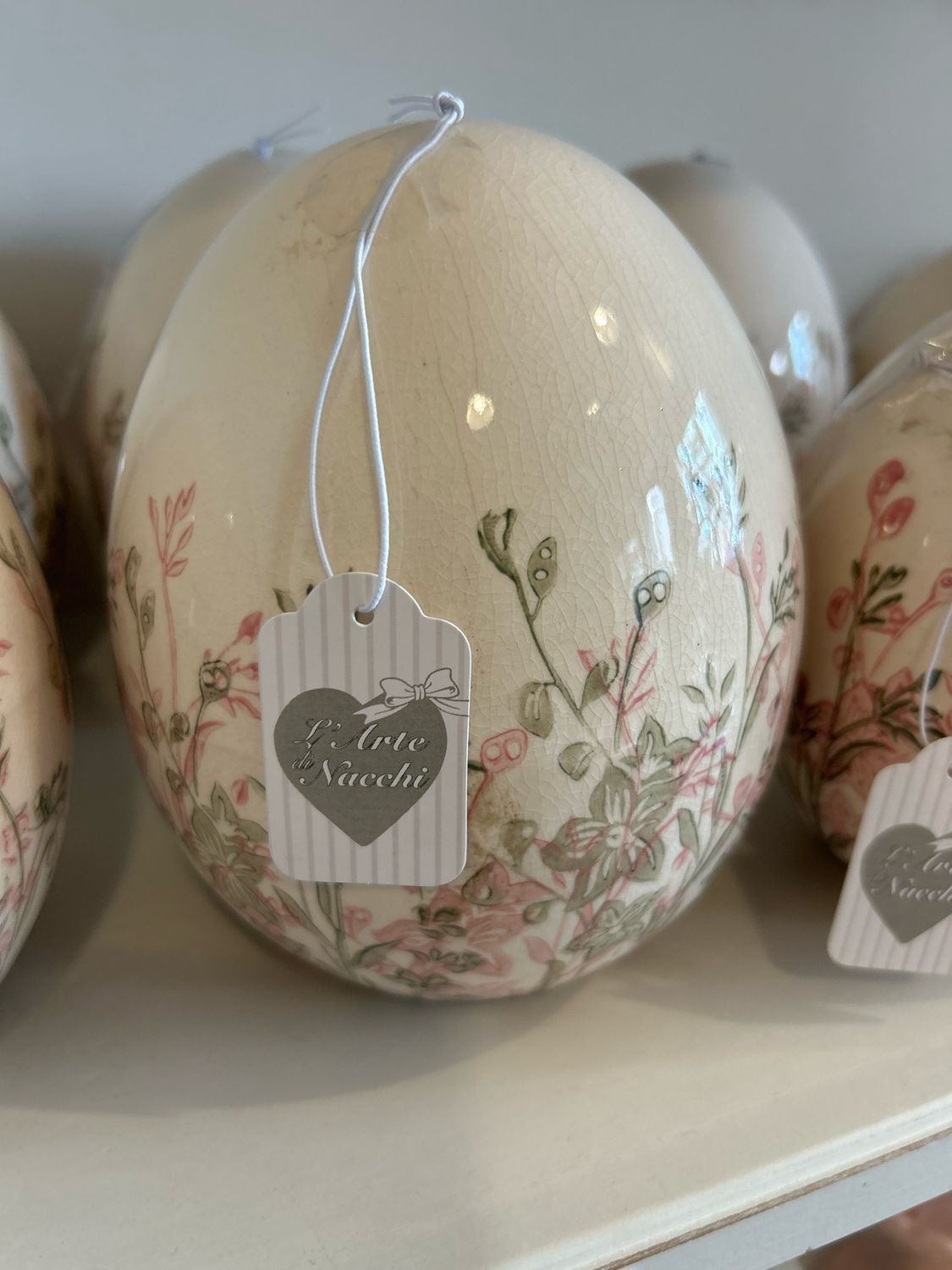 Uova in Ceramica Con Fiori h18 Arte di Nacchi
