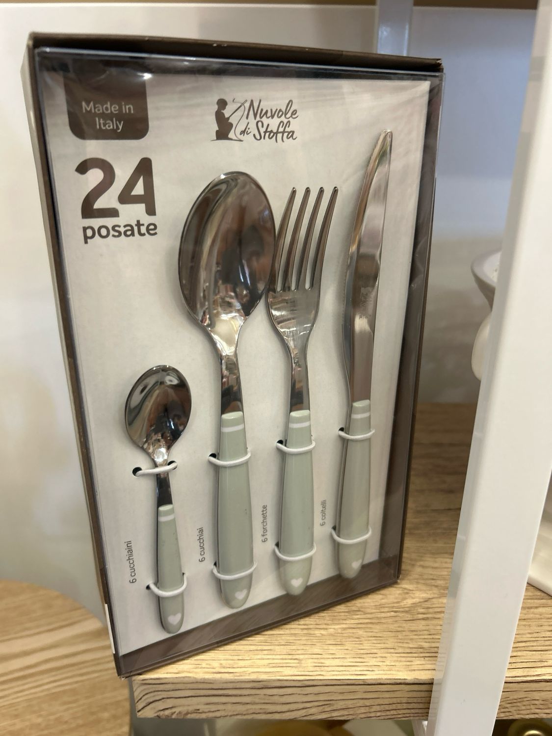 Set da 24 Posate Demetra Verde Made in Italy Nuvole di Stoffa