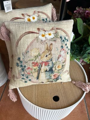 Cuscino con nappe cm 30x30 Blanc Mariclo’ stampato e ricamato