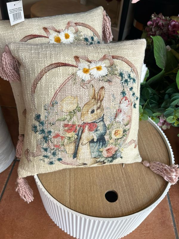 Cuscino con nappe cm 30x30 Blanc Mariclo’ stampato e ricamato