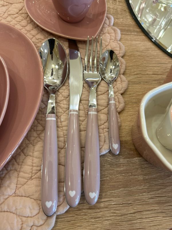 Set posate Demetra 24 pezzi col. Rosa Made in Italy