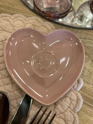 Set Tazzine cuore rosa con piattino Nuvole di stoffa 6.2x 5.7 cm