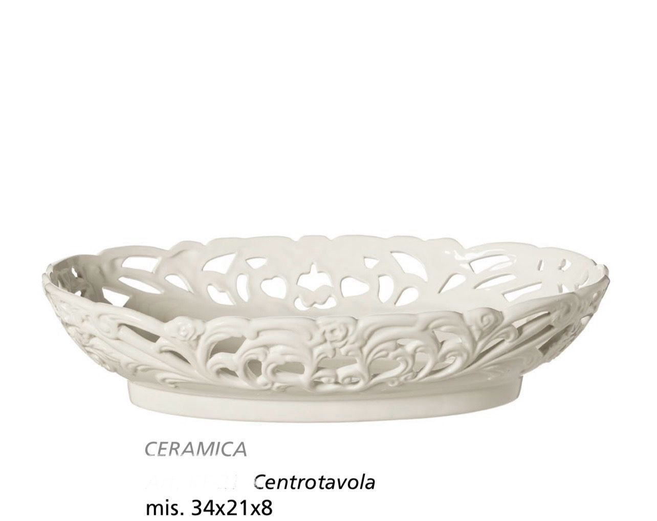CENTROTAVOLA OVALE TRAFORATO IN CERAMICA