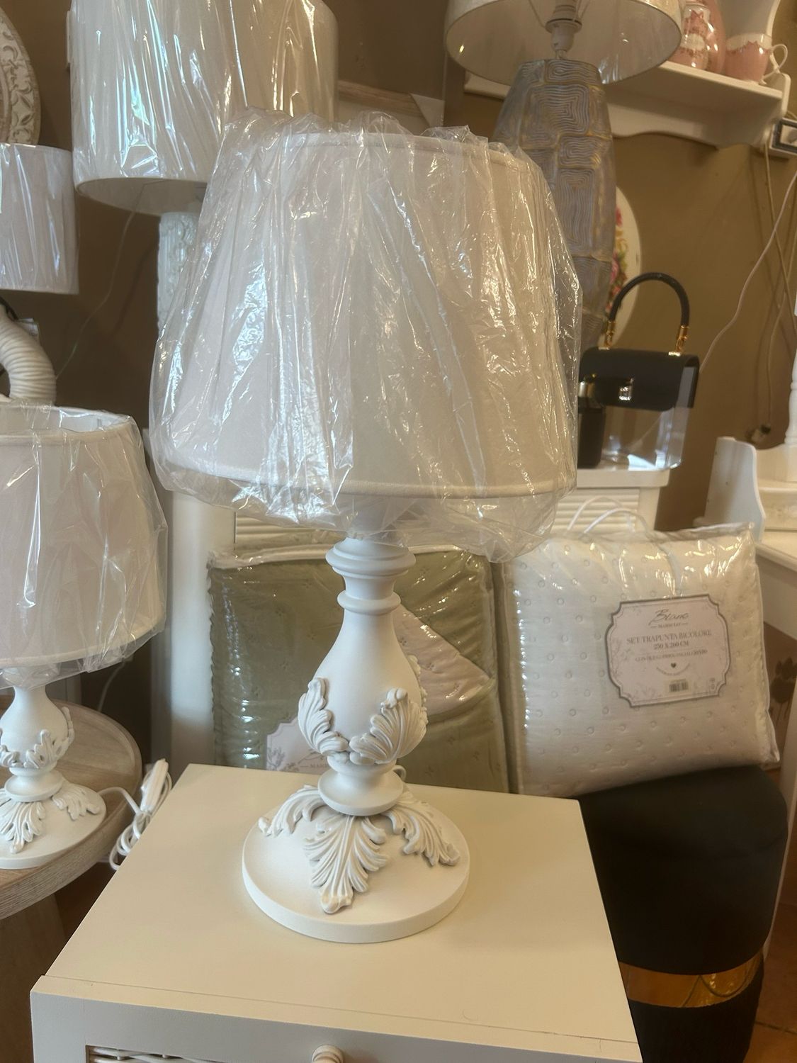 LUMETTO FOGLIE ALTO SHABBY LEGNO E PASTA DI LEGNO MIS. 30x30x55 Art.MADE IN ITALY ??