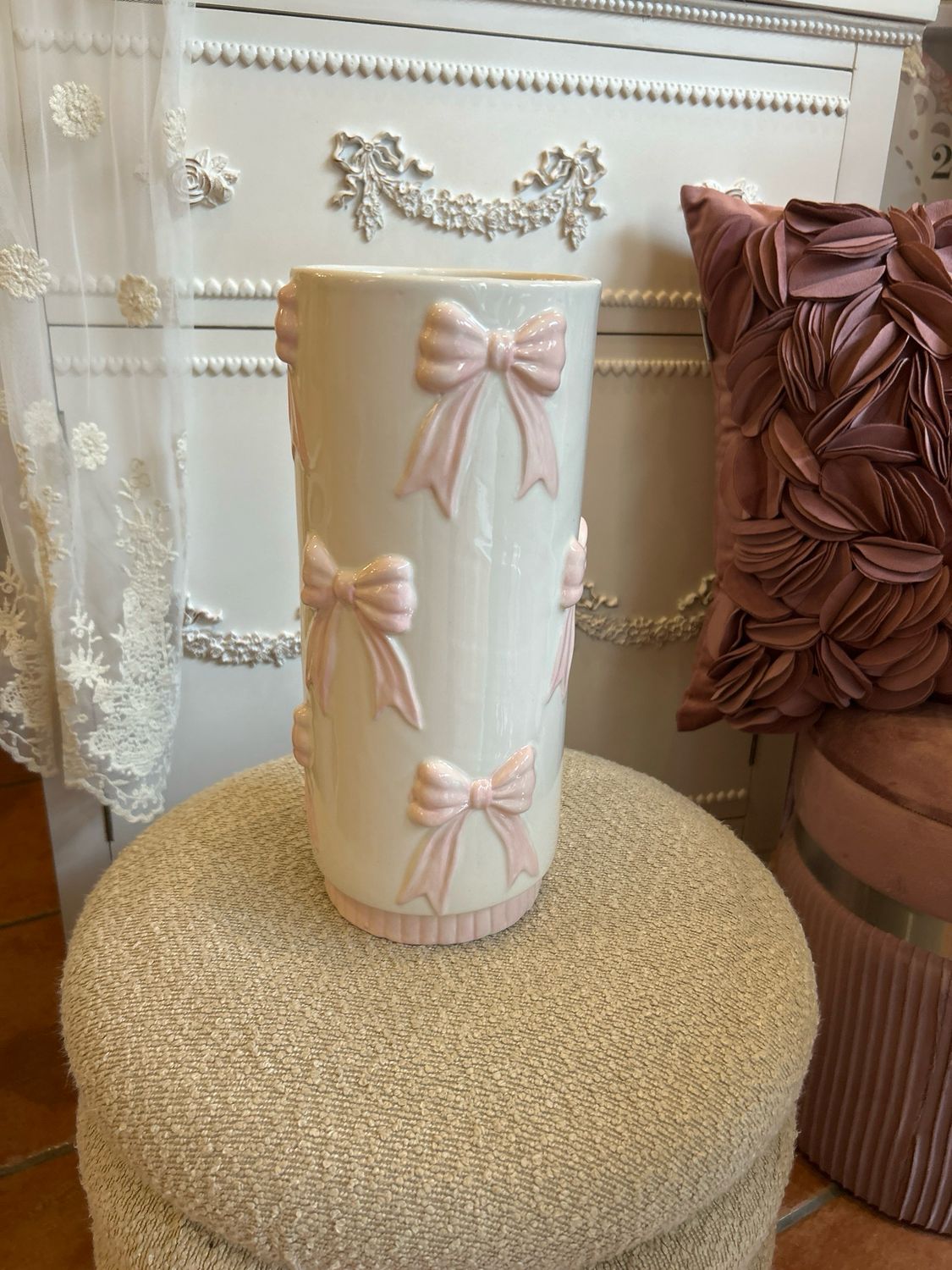 Vaso fiocchi rosa Mis.H30 diam.12