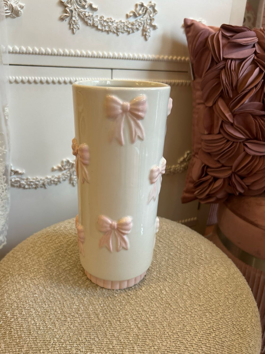 Vaso fiocco rosa H.25 diam.10