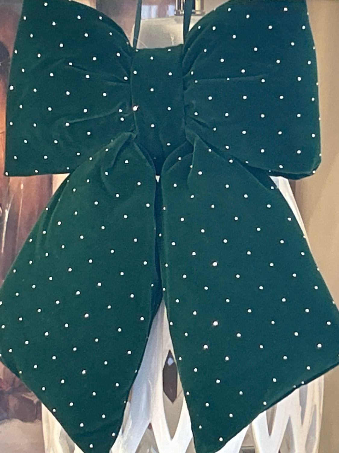 Fiocco in velluto verde glitter mis.48x40x13 Nuvole di stoffa Fiocco in velluto verde glitter mis.48x40x13 Nuvole di stoffa