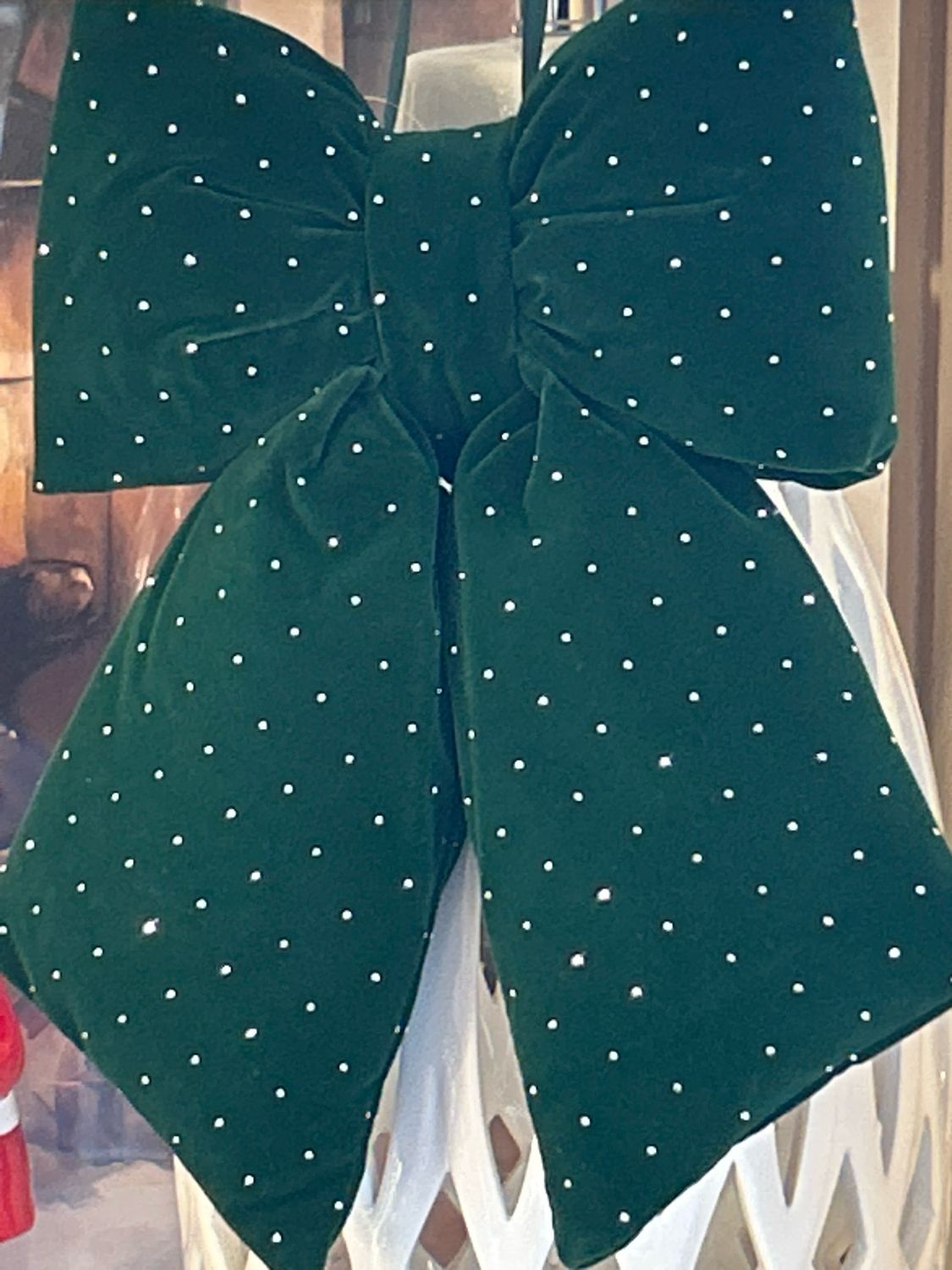 Fiocco in velluto verde con glitter mis.29x21x6,5 Nuvole di Stoffa Fiocco in velluto verde con glitter mis.29x21x6,5 Nuvole di Stoffa