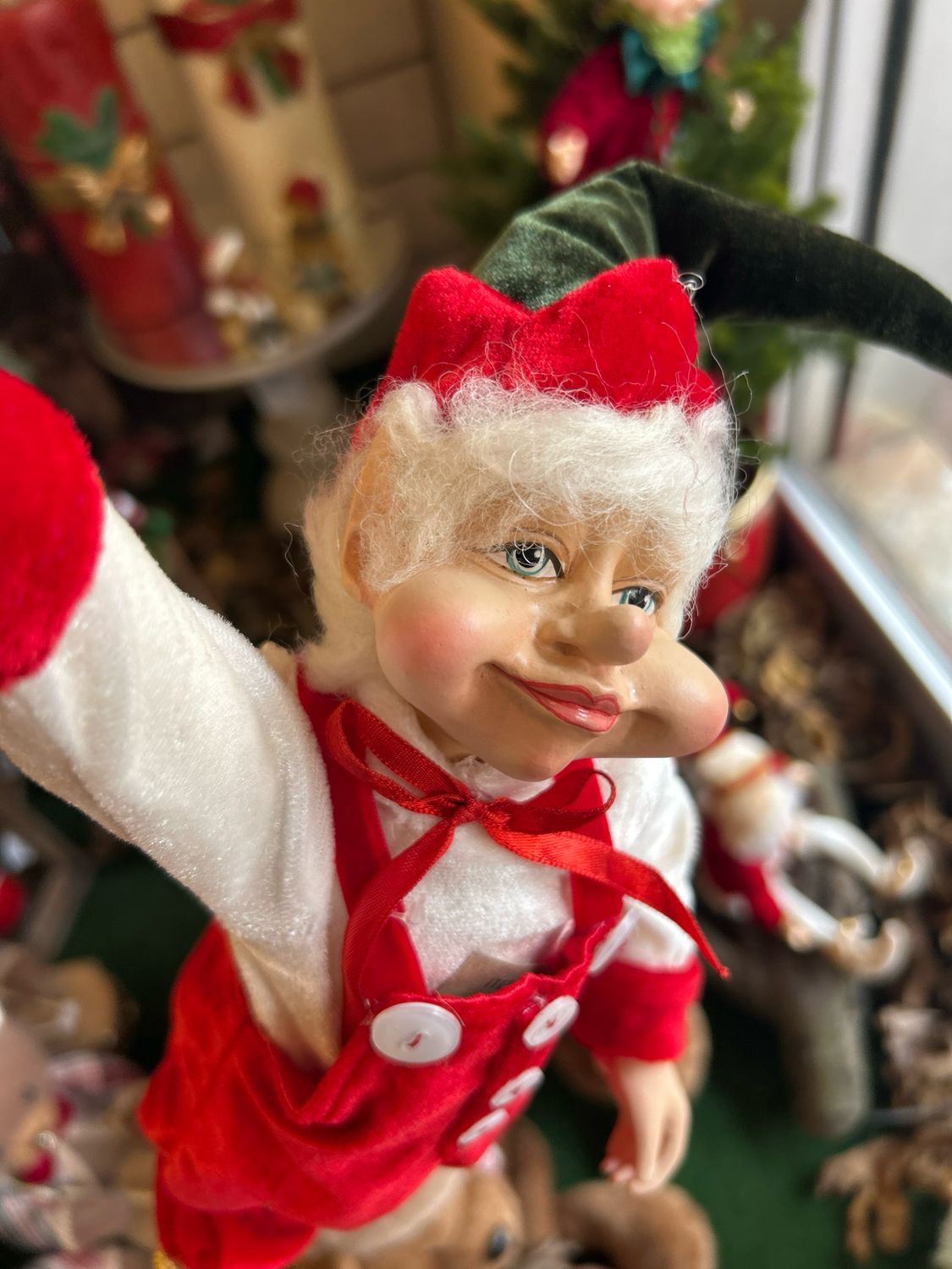 Elfo c/salopette rossa 51 cm