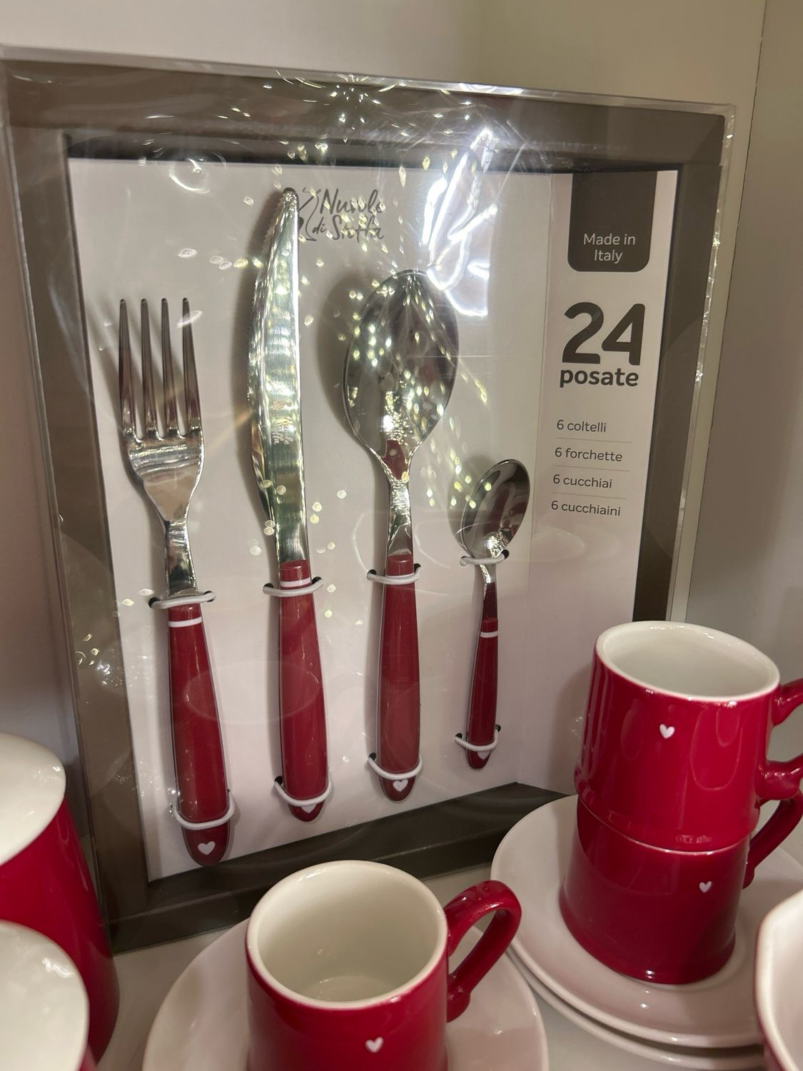 Set posate Demetra rosso S/24 Nuvole di Stoffa Made in italy