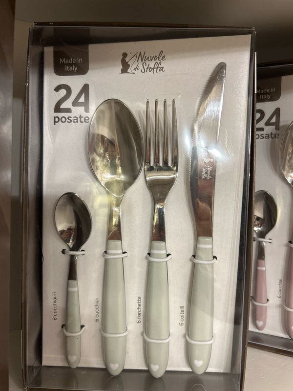 Set posate col.verde chiaro Nuvole di Stoffa