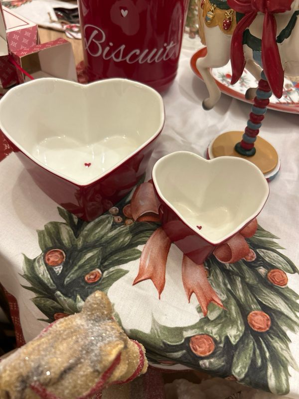 Coppia ciotole Cuore rossa mis.9.8 /16 cm Nuvole di Stoffa