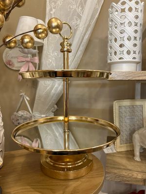 Alzata con specchio 2 strati col.oro diametro 30x25H43 Alzata con specchio 2 strati col.oro diametro 30x25H43