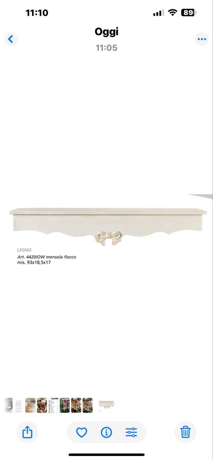 Mensola fiocco in legno L’Arte di Nacchi col.bianco Shabby Mensola fiocco in legno L’Arte di Nacchi col.bianco Shabby